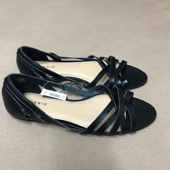 torrid Shoes - Torrid Black Strappy Peep Toe Flats Size 11.5